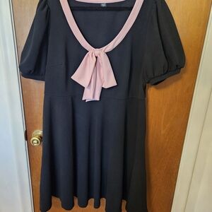 SHEIN Black Dress with Pink Bow